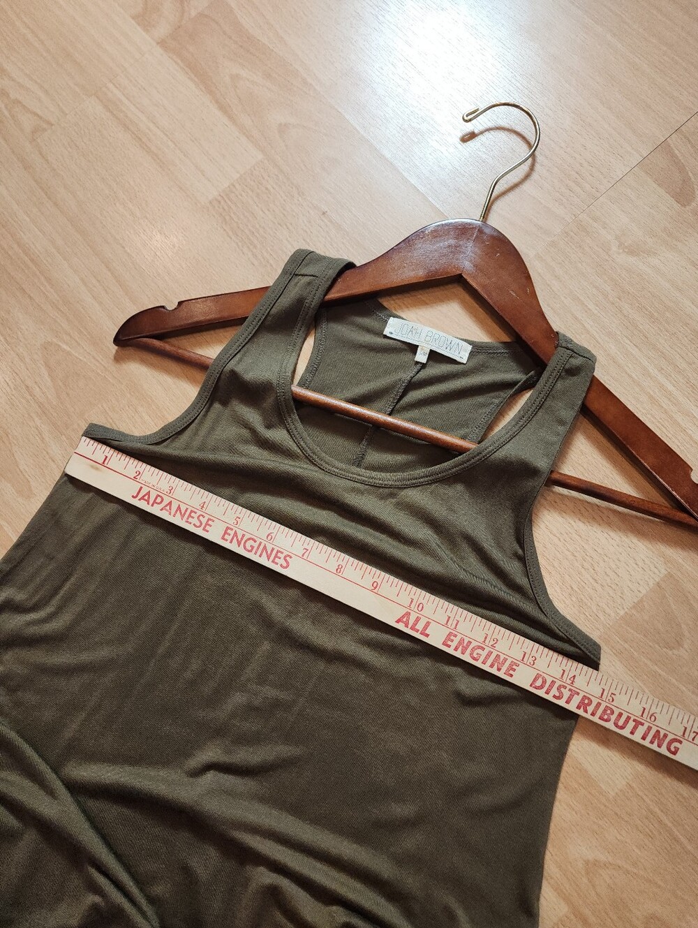 S/M Joah Brown Racer Back Tank Top Jersey Knit Stretchy Green Brown Women's - Picture 6 of 10